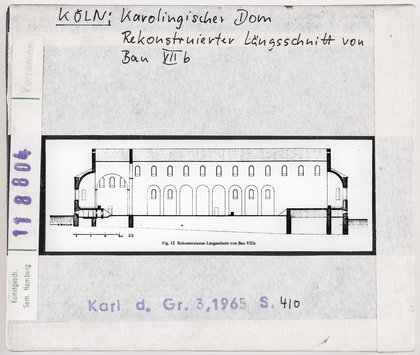 Vorschaubild Köln: Karolingischer Dom, Rekonstruierter Längsschnitt von Bau VII b 